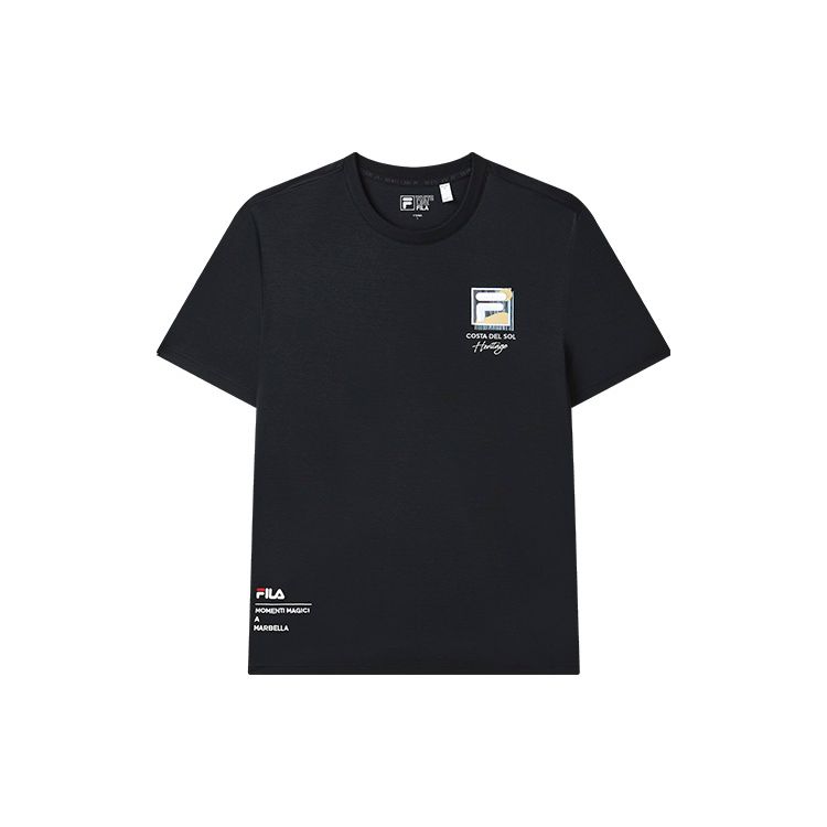 Fila Letter Print Casual Simple Round Neck Short Sleeve T-Shirt Men Tops Black F11M328104FBK