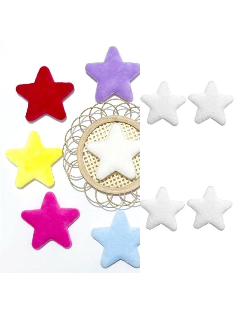10Pcs 6.5CM Colorful Plush Star Appliques For Handmade Bag Garment Shoe Decoration Hair Accessories and Sewing Craft