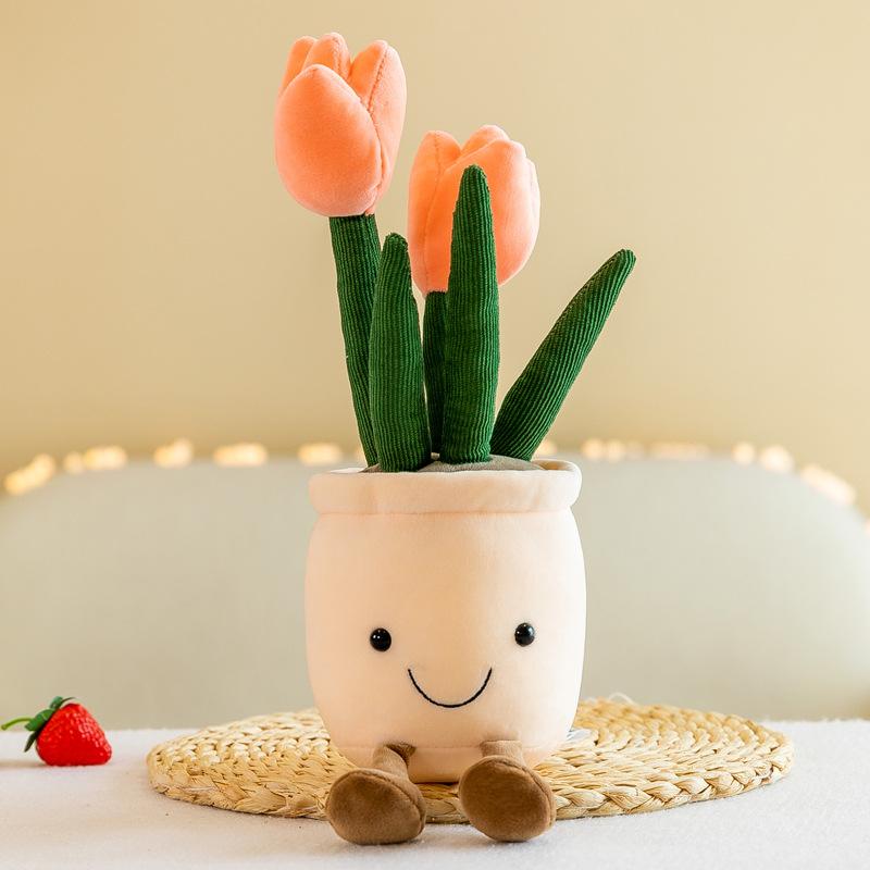 Creative Tulip Potted Plush Toy Doll Machine Birthday Cake Doll Night Market Stall Home Ornament