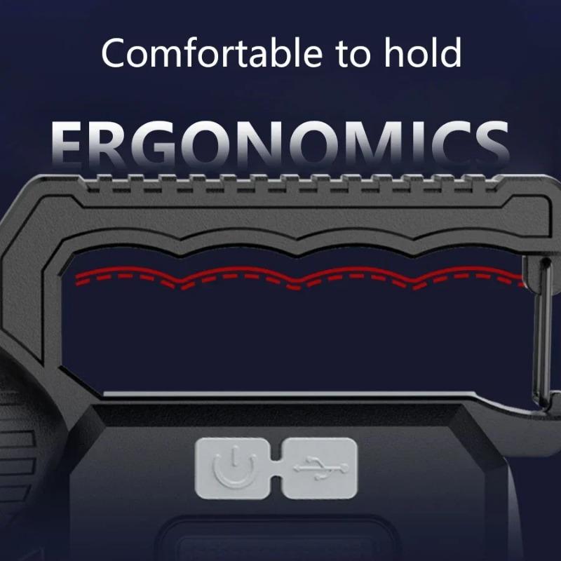 Solar Power LED Flashlights Multifunctional Portable Light Rechargeable Camping Work Light Solar Charging High brightness Torch