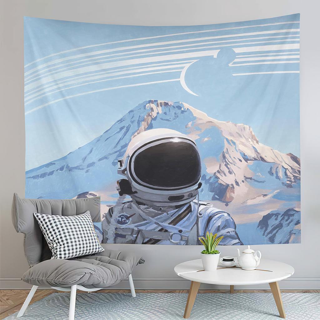 Funny Astronaut Tapestry Outer Space Tapestry Hold Up The Moon Tapestry Home Living Room Bedroom Dorm Wall Hanging Decor Blanket