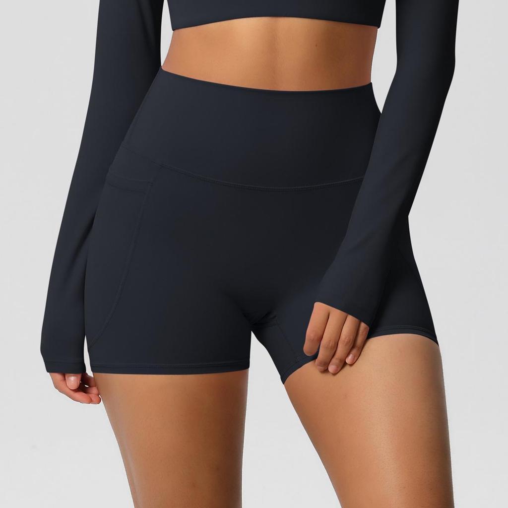 European & American High Waist Elastic Yoga Shorts - Women's Fitness & Running Pants