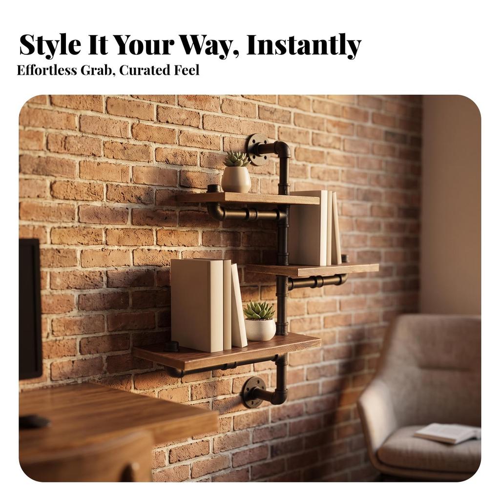 Multi-Functional Industrial Shelf Vintage, Wall-Mounted Shelving Unit, for Cafe