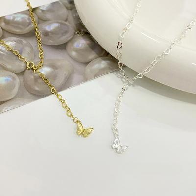 Nischen Liebe Schmetterlingshalskette für Damen Glänzende Liebeskette Verstellbarer Kragen Halskette Overlay