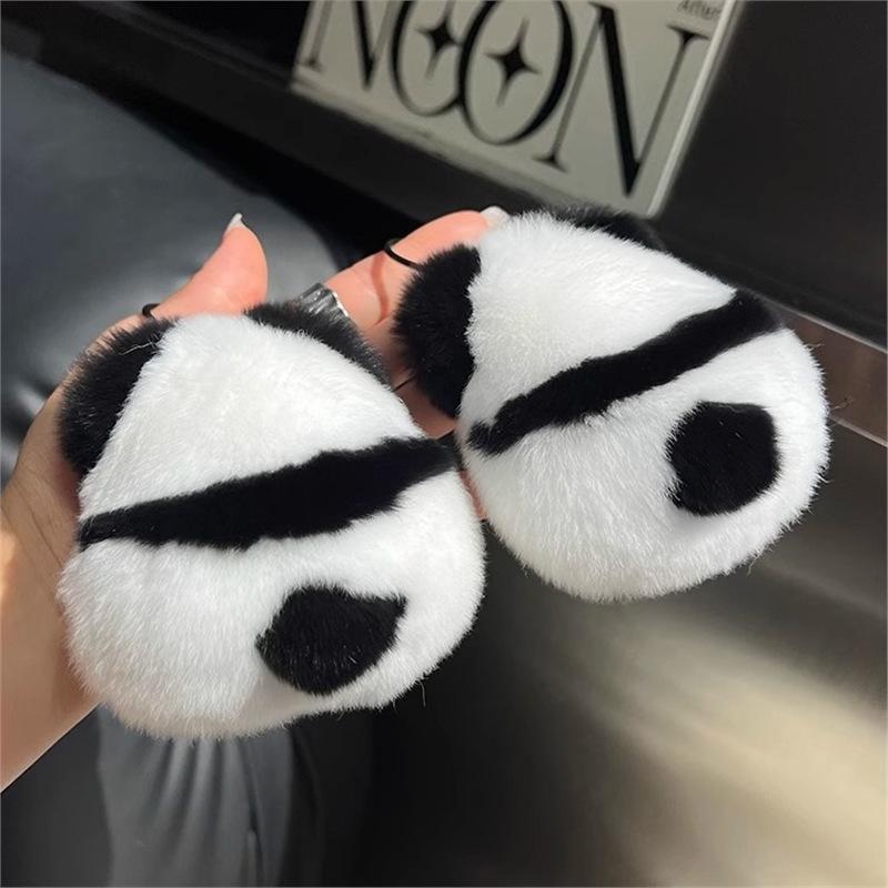 Cute Panda Plush Keychain Fluffy Animal Bag Charm for Car Keys and Backpacks