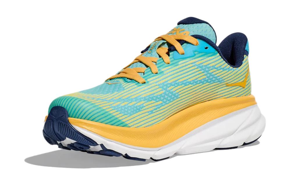 HOKA ONE ONE Clifton 9 Cushioning Low top Kids' Running Shoes Blue Yellow Kids' 1131170-SMD