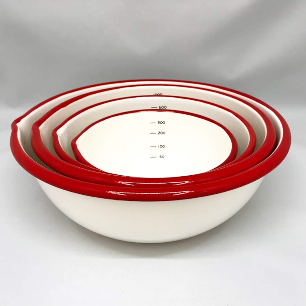 Fuji Enamel NR Bowl, 15cm, 0.5L, Enamel, Graduated, Red, BM-15B