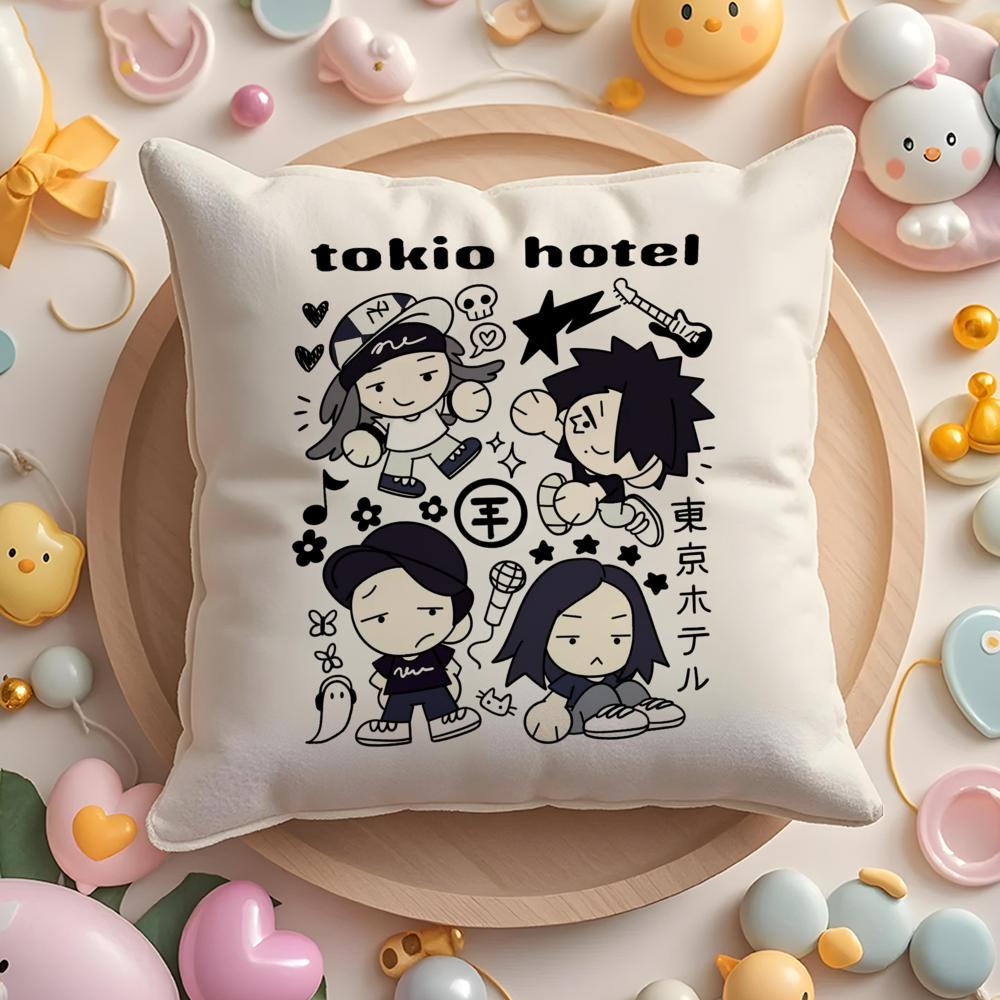 Rock Band T-Tokios H-Hotels Pillow Case Soft Plush Fabric Double-Sided Printed Cushion Cover Warm Winter Sofa Pillow Case