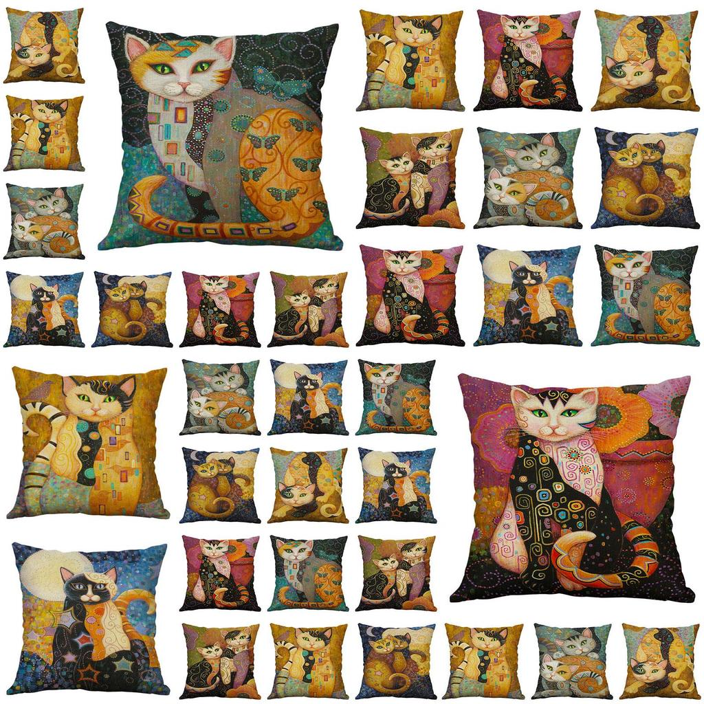 Square 177" Vintage Cats Pillow Case Cover Sofa Waist Cushion Covers Home Decor
