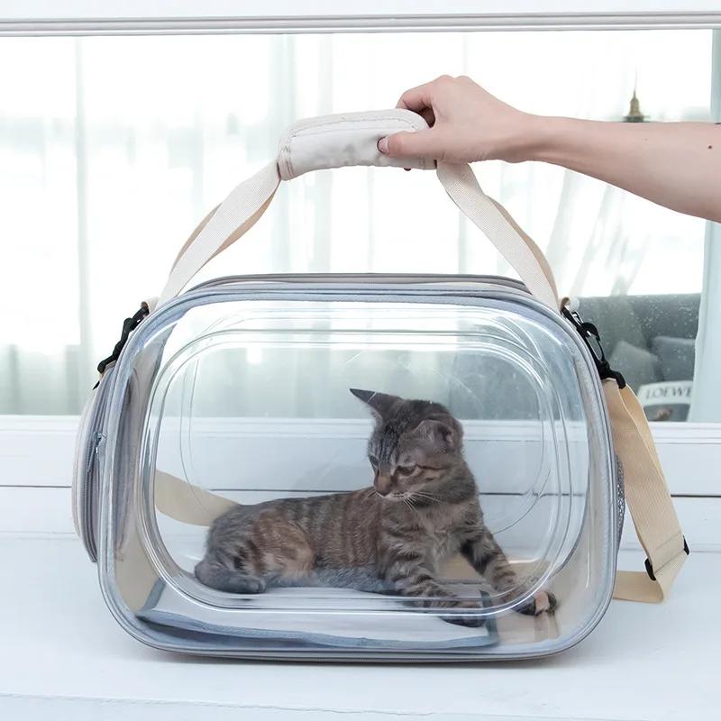 Classic Cat Dog Carrier Bag Transportation Travel Breathable Pet Handbag Portable Shoulder Basket Backpack Puppy Tote Transparent Cage