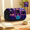 2D Printed Double-Layer Flip Black Pencil Case for Trendy Cool - Back-To-School Essential Pencil Case, Daily Multifunctional Makeup Bag, Large Capacit