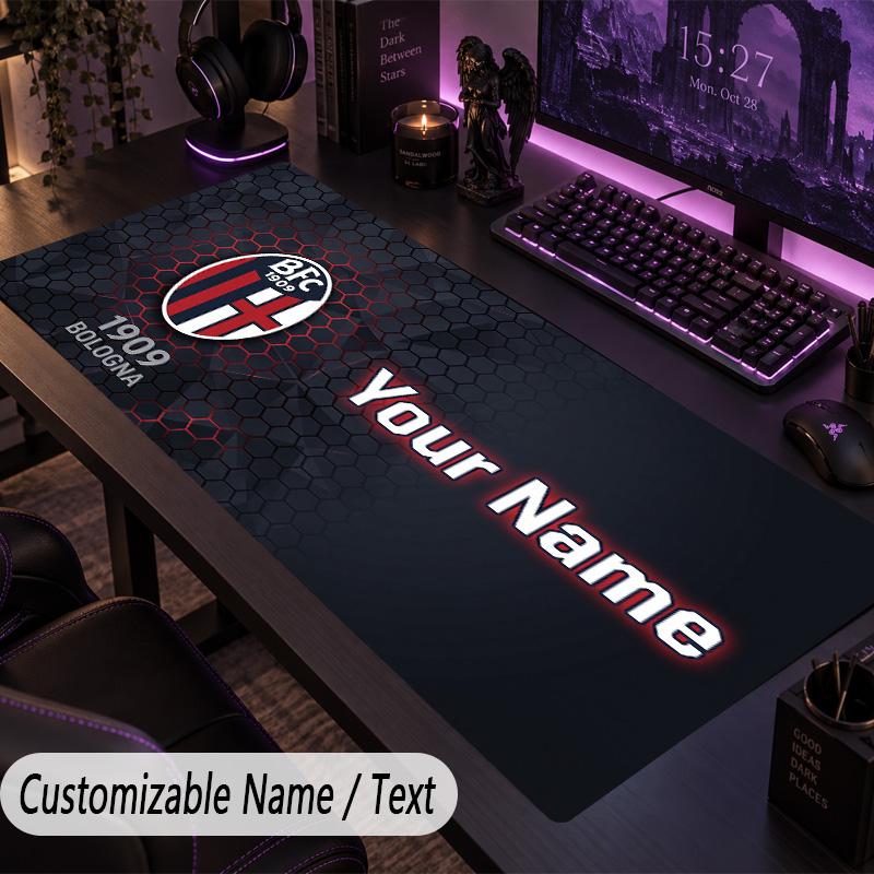 Custom Text Big Mousepad, Extended Desk Pad For Laptop Work GameBologna FC