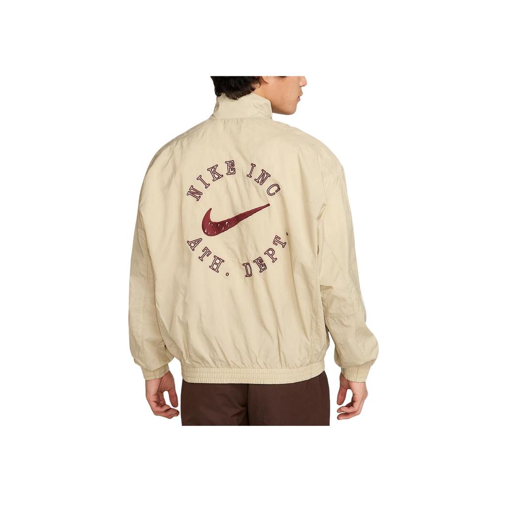 Nike Solid Color Zipper Logo Loose Jacket Men jackets Beige HV6918-251