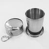 Taza Plegable de Acero Inoxidable Taza de Viaje Plegable con Llavero Taza Portátil para Beber al Aire Libre para Acampar Senderismo Pesca Uso