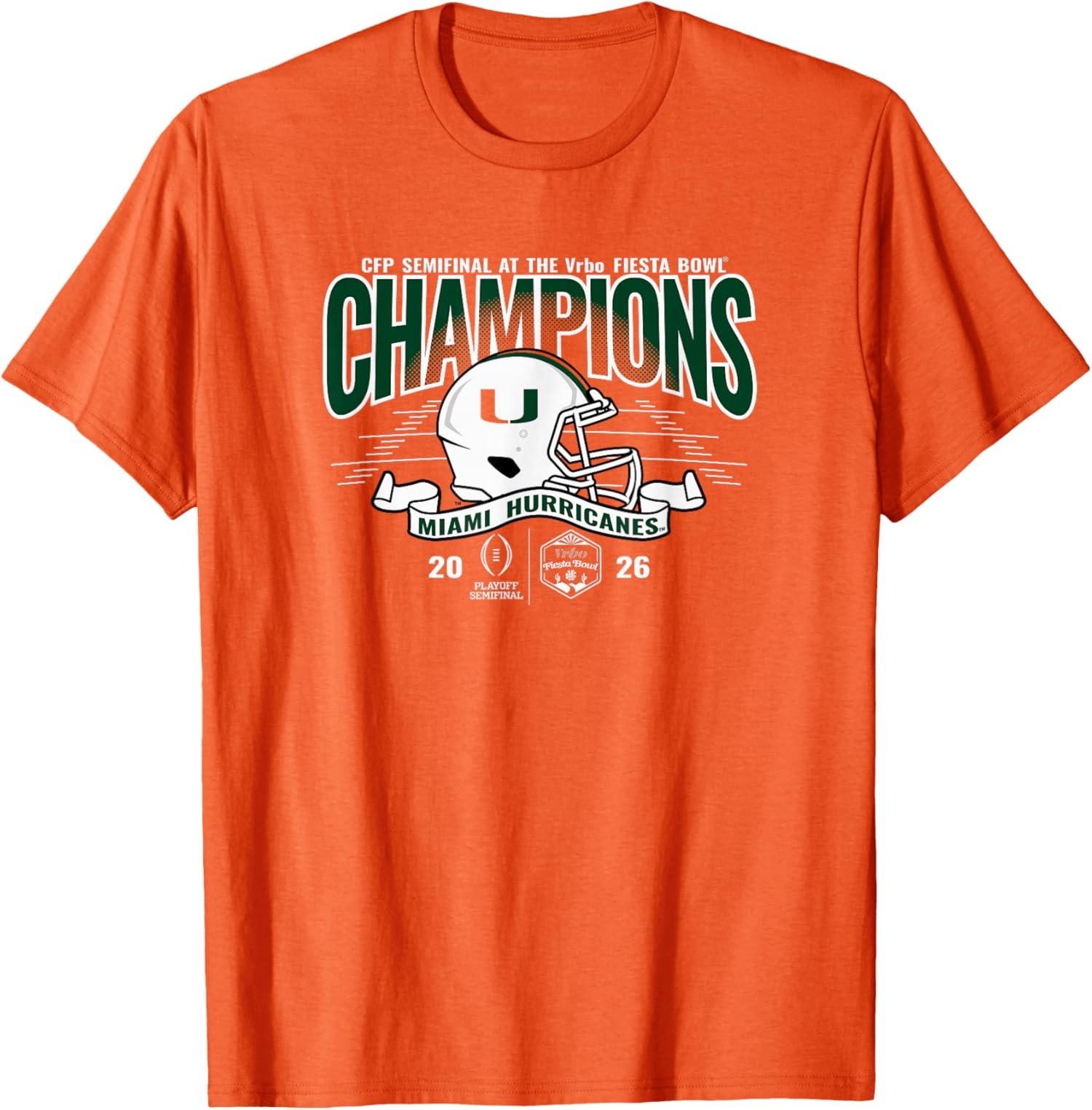 Miami Hurricanes Bowl Champs 2026 CFP Semifinal Unisex T-Shirt S разноцветный
