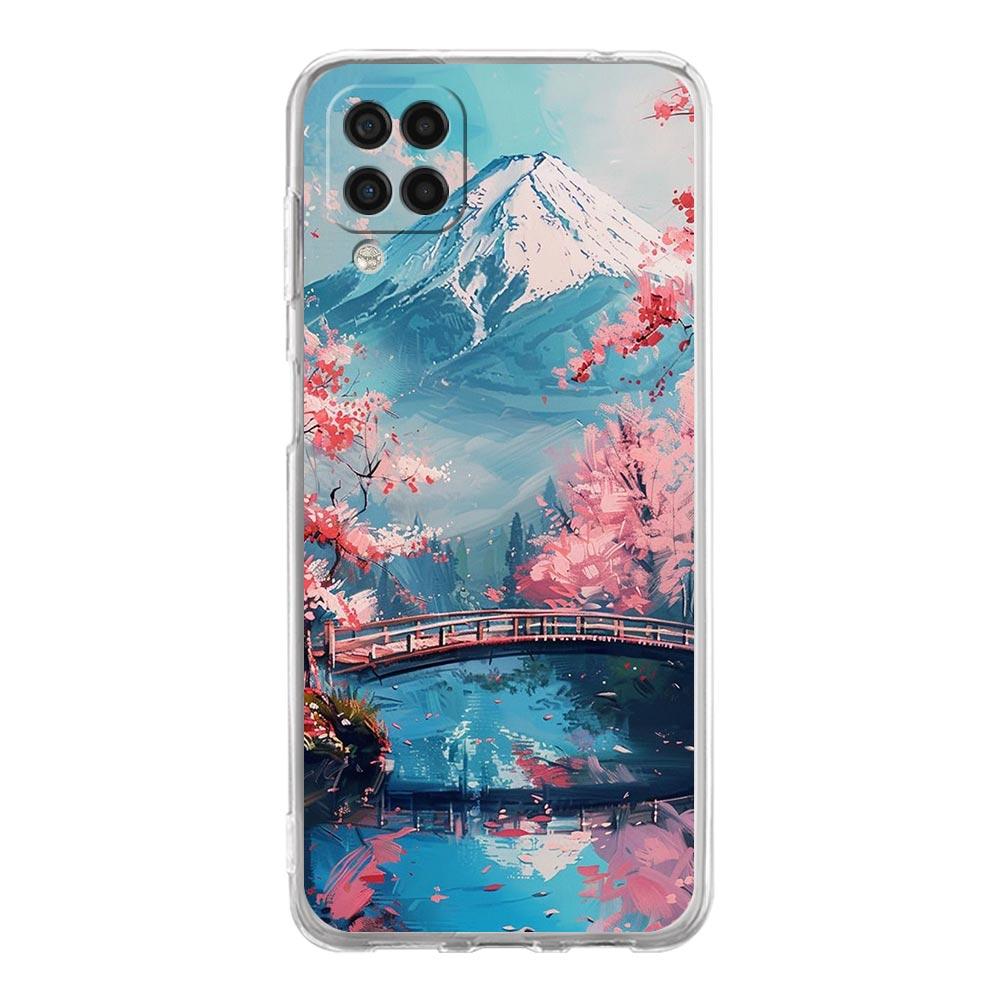 Phone Case For Samsung A13 A33 A35 A55 A73 A53 A23 A51 A71 A21S A41 A05s A03S A15 A25 5G Cover Japan Mount Fuji Cherry blossom