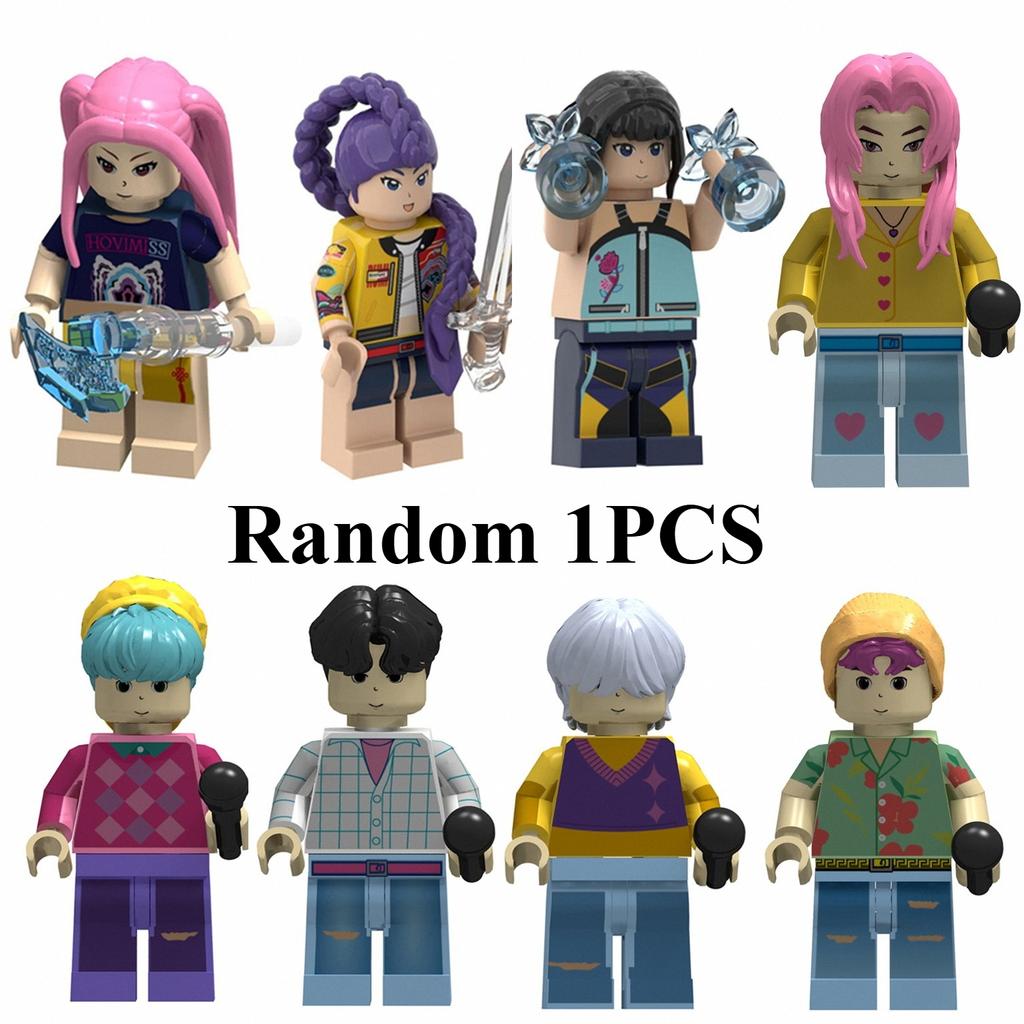 KPOP Lovci démonů Kreslená panenka Stavební kostky Kawaii Mini akční figurka Hlava Sestavit Hračky Dětské vzdělávací hračky Dárek