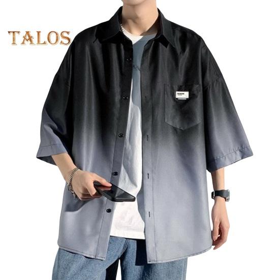 

Весна Осень Мужская Рубашка Отложной Воротник Градиент Цвета Цветные Блоки Короткие Рукава Застежка На Пуговицах Кардиган Свободный Уличный Стиль Молодежная Рубашка Пальто XXXL чёрный