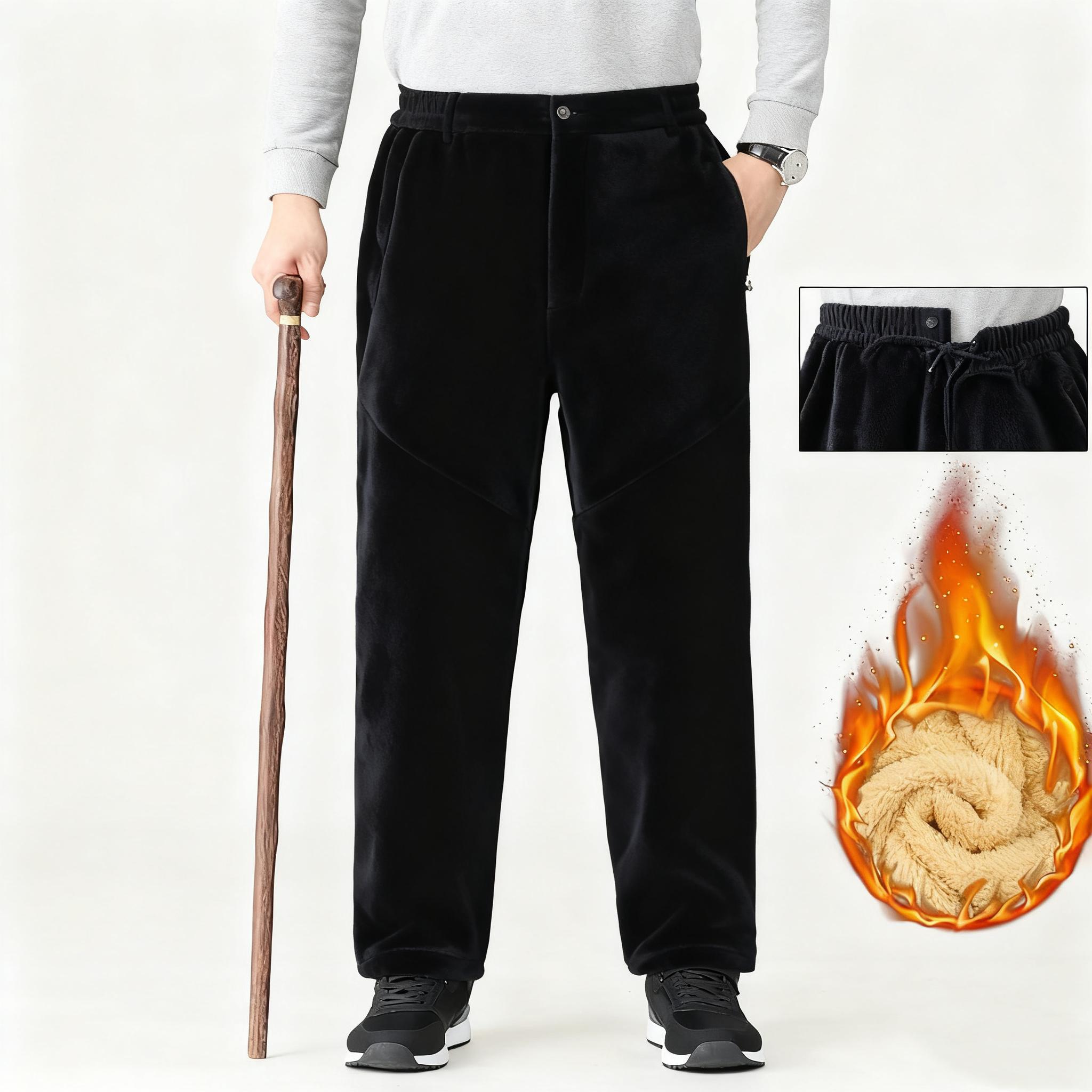 

Зимние мужские плюшевые толстые флисовые водонепроницаемые спортивные штаны ветрозащитные повседневные брюки теплые брюки шерсть ягненка термобрюки повседневная верхняя одежда L чёрный