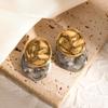 High-End European & American 18K Gold Stainless Steel Stud Earrings - Fashionable, Versatile, and Colorfast Niche Jewelry