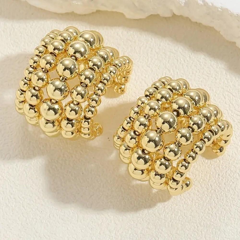 C-Shaped Ear Cuff Elegant Exaggerated Ear Clips Unique Wide Clip-On Earrings Women