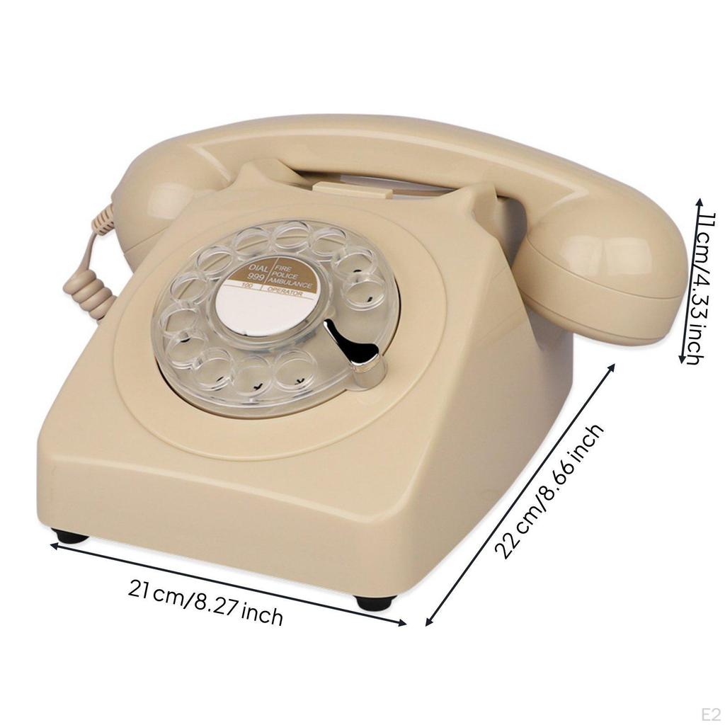 Classic Rotary Desk Phone Metal Bell Chime Retro Vintage Wired Telephone for