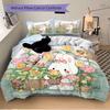 3pcs Bunny in the Garden Printed Quilt Set - Includes 1 Quilt Cover and 2 Pillowcases, Machine Washable - Suitable for All Seasons.M020
