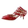 VALENTINO GARAVANI Rock studs pumps ankle stripe Red Patent leather Women Used