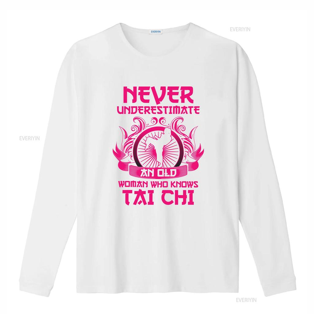 Never Underestimate An Old Woman Who Knows Tai Chi T Shirt Martial Arts Fitness Workout Gym Training vintage Washed Breathable