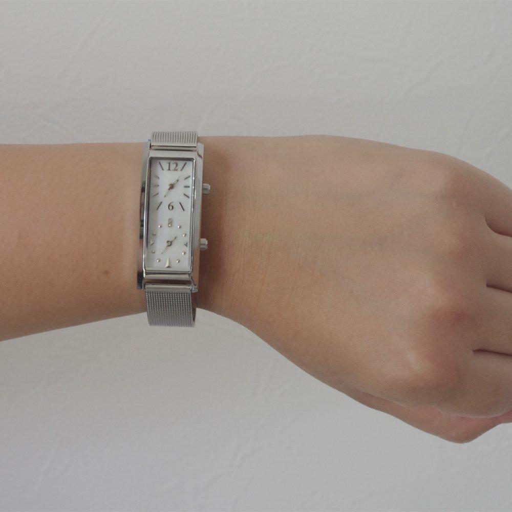 GRANDEUR Dual Time Watch for Overseas Travel Stainless Steel Thin Mesh Band GSX048W11 [GRANDEUR] Women's Women's