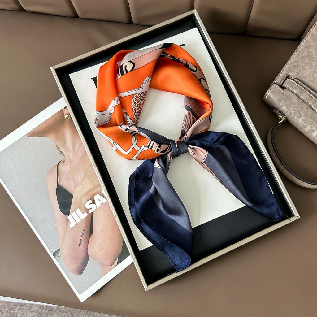 Hedvábný šátek pro ženy, módní všestranný, vysoký smysl, 70 čtverečních stop, ochrana krku, šátek, retro šátek, taška