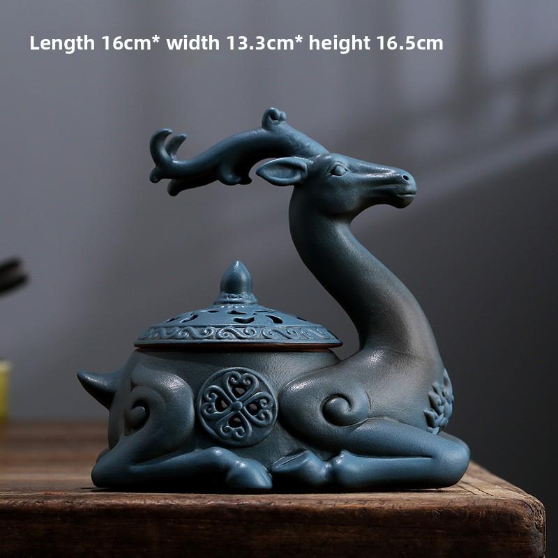 

Ceramic Deer Vintage Incense Burner Coil Holder Zen Aromatherapy for Home Buddhist Altar Meditation Decor Gift