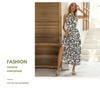 Halter Neck Sleeveless French Style Slit Print Dress Summer Hot Seller