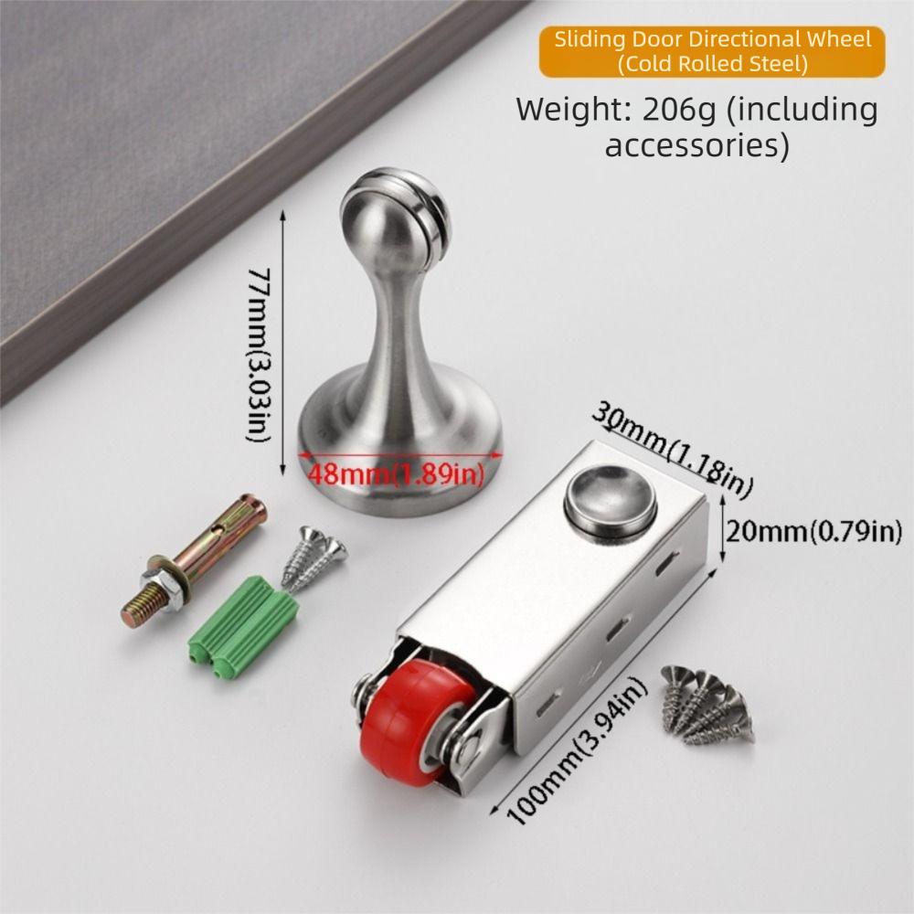 

Silent Door Stop Pulley Anti Sagging Fixed Roller Kit Furniture Wheels Glass Door срібний