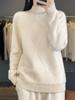 Women's Wool Diamond Knit Half-High Neck Sweater - Long Sleeve Solid Color Pullover for Autumn and Winter