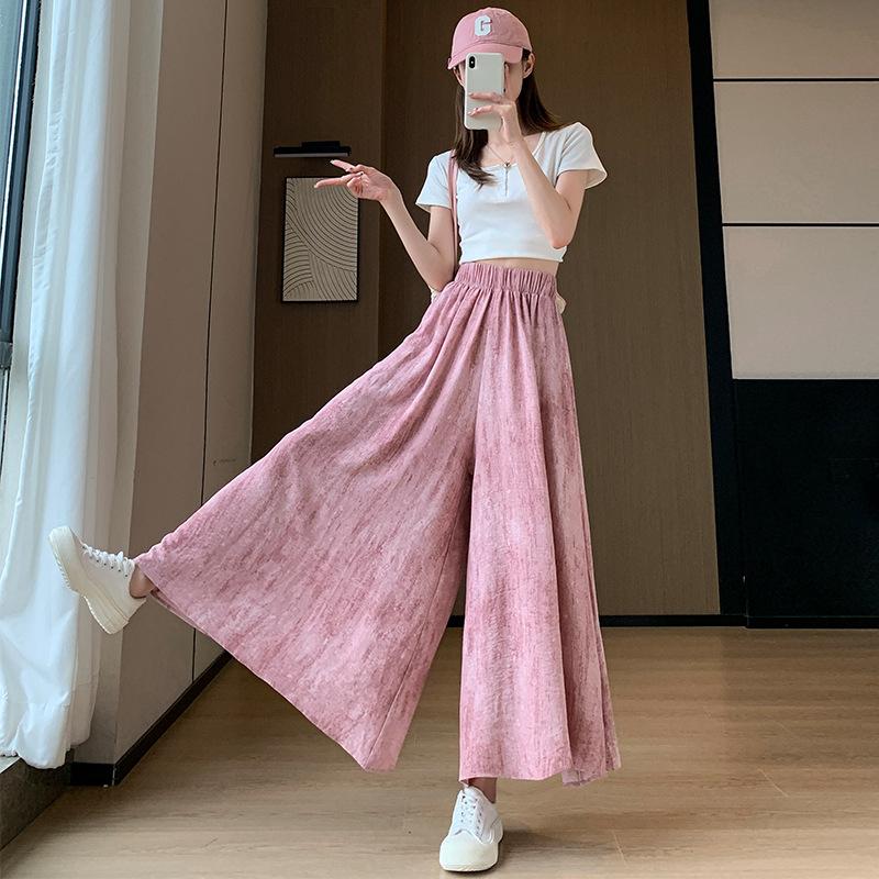 White Tie-dye Casual Pants for Women In Summer New High Waist Drape Straight Wide-leg Pants Sun Protection Cool Skirt Pants Thin