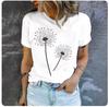 High quality loose and comfortable short-sleeved top summer trend casual women's T-shirt fashion simple dandelion print T