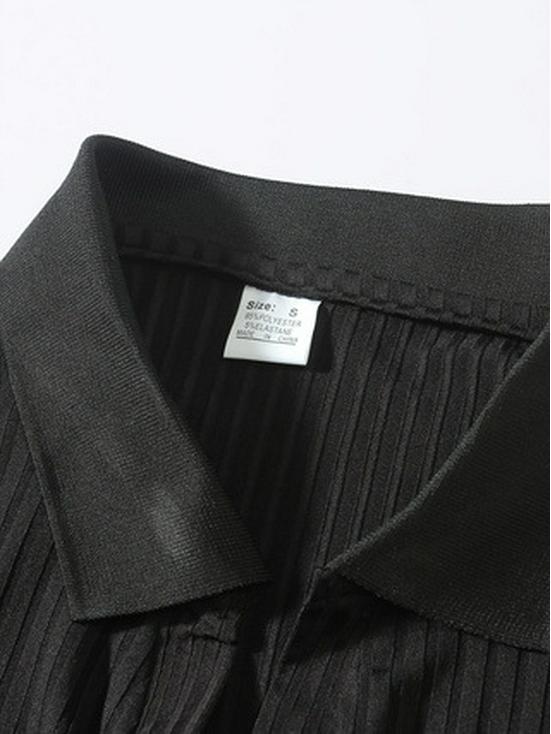 Europäisches Herren-Herbst-Sport-Fitness-Poloshirt mit V-Ausschnitt, Stehkragen und vertikalen Streifen