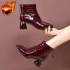 Fashion Leather Booties Square Toe Heeled Fashion 2025 Ankle Boots for Women Large Size Warm Goth Pu Chic and Elegant Woman Short Shoes