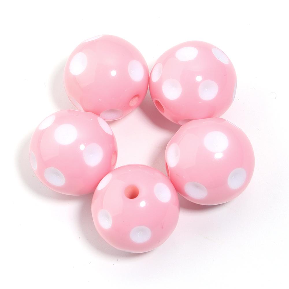 

5pcs 20mm Resin White Dot Beads Colorful Round Loose Spacer Beads For Jewelry Making Necklace Bracelets Keychain Accessories рожевий