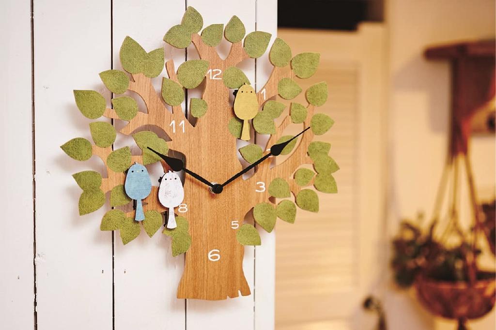 Interform Tururu Wall Bird with Pendulum and Step Movement Clock, CL-9891GN, Design, Wooden,