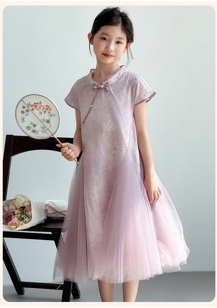Girls' dress, summer new style, girls' new Chinese style dress, big children's national style cheongsam dress, summer dress, Hanfu dress