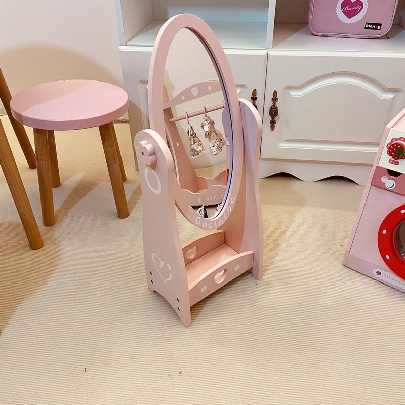 Holzsimulation Rosa Kleiderbügel Make-up Boden Spiegel Waschmaschine Möbel Spielhaus Spielzeug