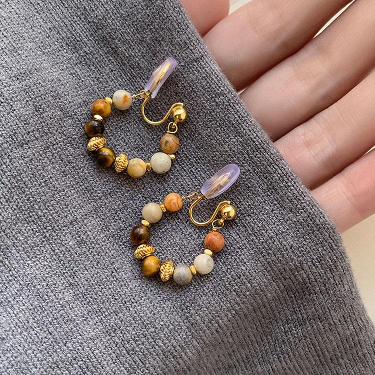 

1 пара коричневых циркониевых ретро-сережек-колец для женщин, пар, темпераментных классических ювелирных изделий, подарочных аксессуаров для вечеринок 3cm золотой