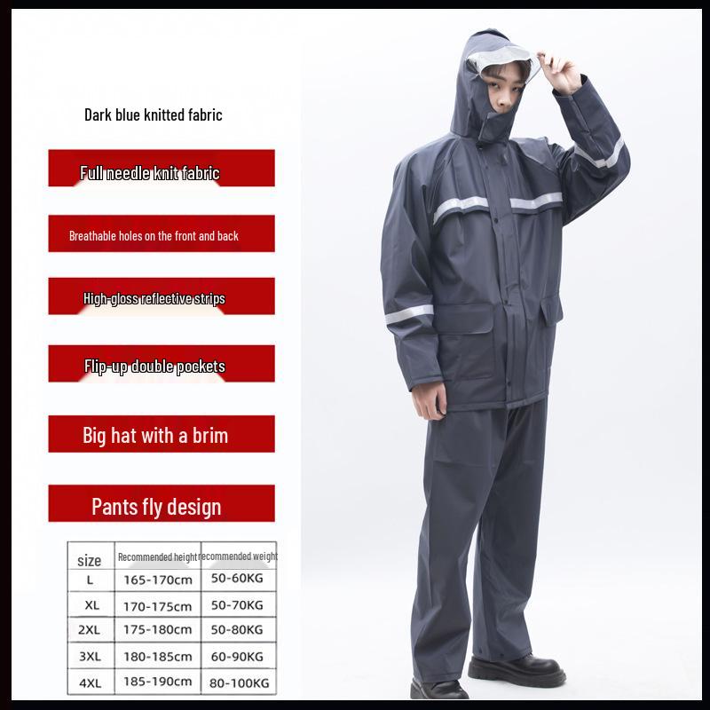 Reflective Raincoat and Pants Set for Electric Motorcycle Riding