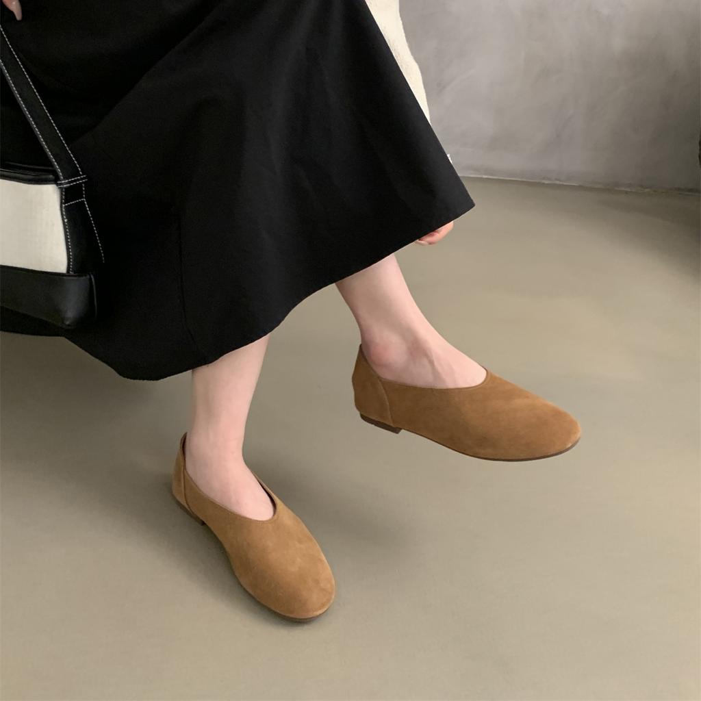 Mode Damen Slipper Retro Runde Zehen Leder Flache Schuhe Sommer Slip-on Freizeitschuhe Damen Zapatos De Mujer Mokassins Fahrslipper