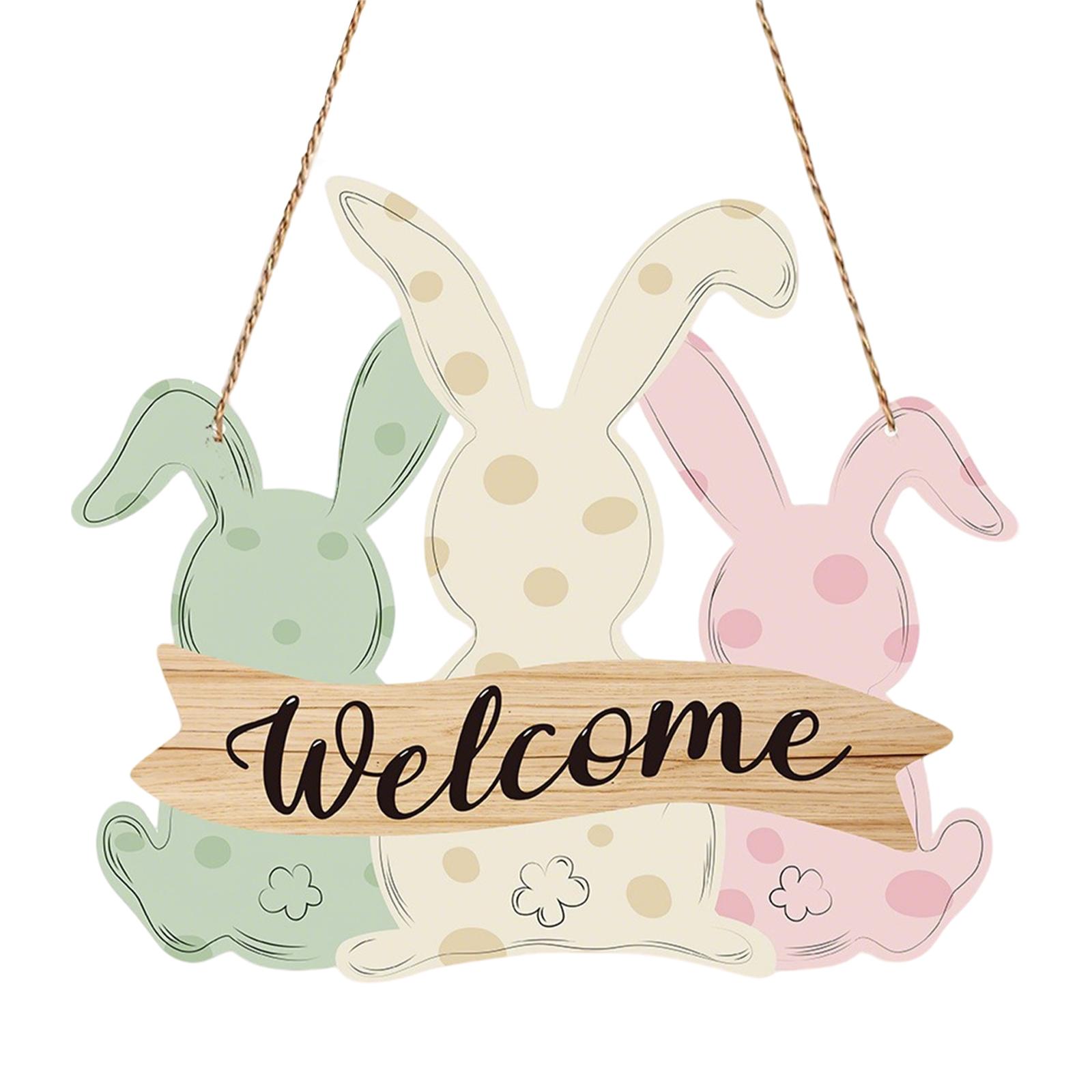 Easter Bunny Wooden Hanging Sign Decorative Door Plaque One Size