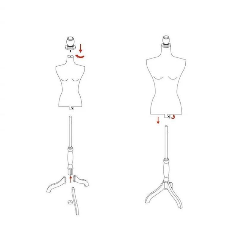 Female Mannequin with bracket base -Half Body Model Clothing Sewing Model - Adjustable Dress Form Mannequin for Sewing