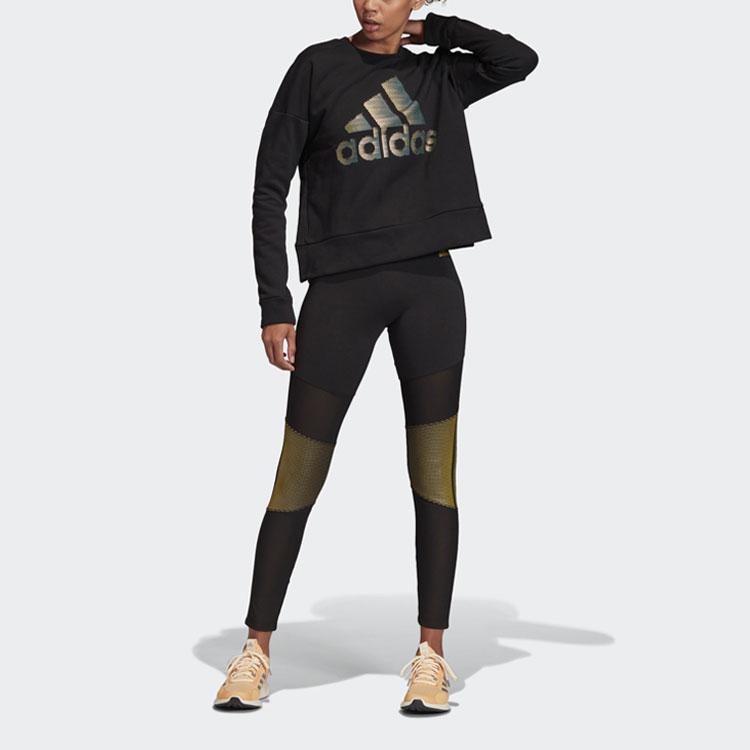 Adidas Loose Casual Round Neck Fleece American Pullover Sweatshirt Women Sweatshirt Black DZ8676