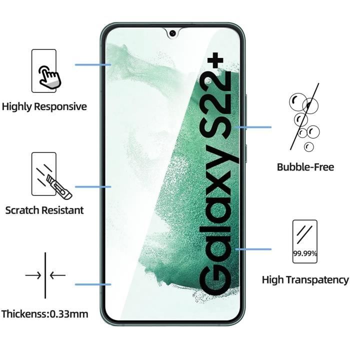 Film de protection - new'c - samsung galaxy s22 plus - lot de 3 - anti rayures - ultra résistant - 0,26mm
